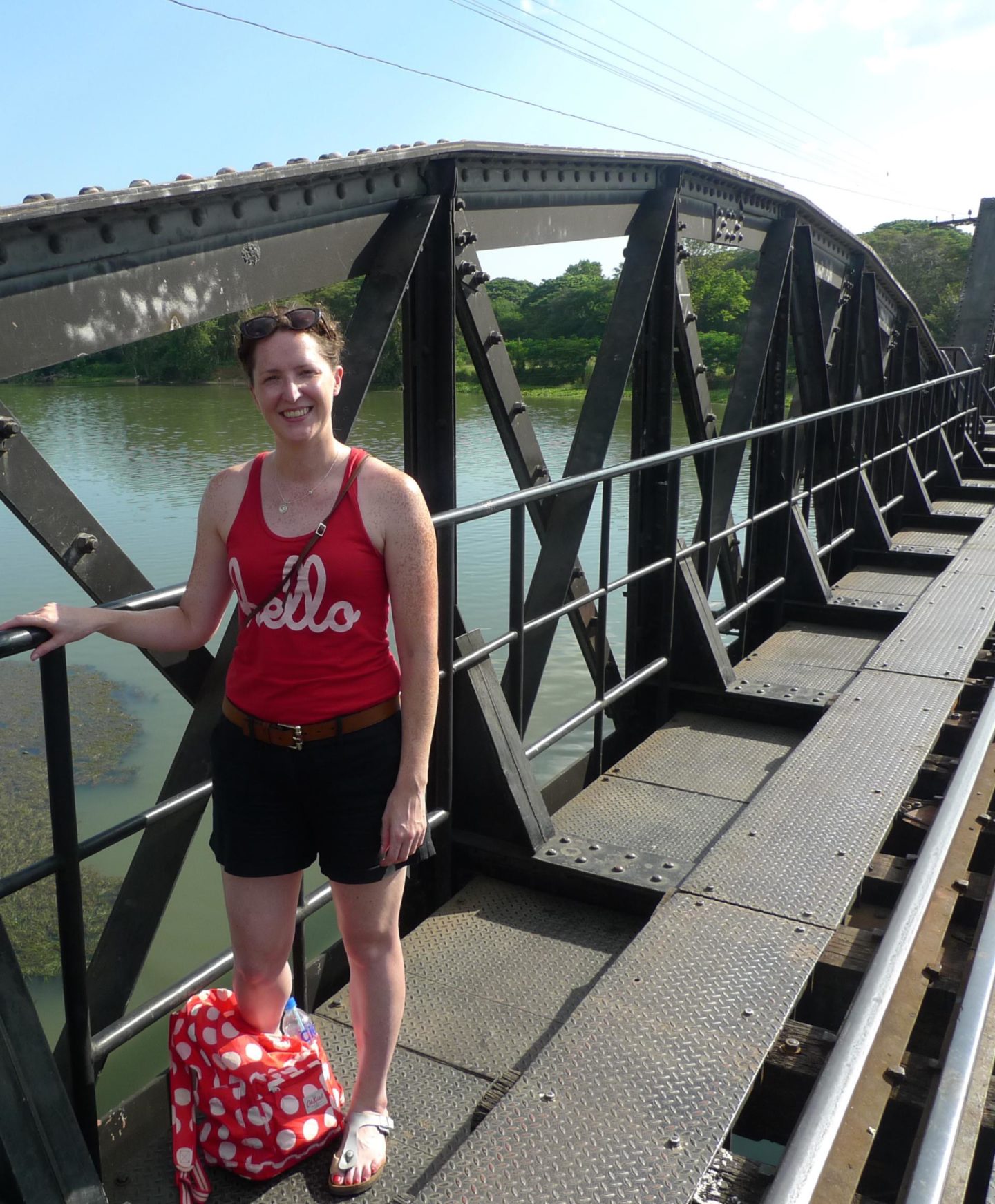 Cake Lady on the bridge over the River Kwai, Kanchaburi, Thailand. November 2015